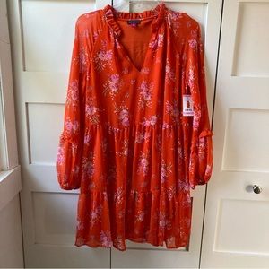Vince Camuto Orange and Pink Floral Dress